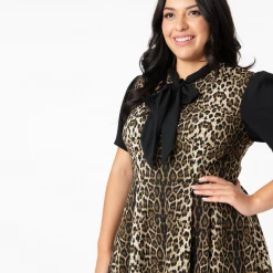 Shop Sour+Plus SMAK PARLOUR LEOPARD & BLACK EMPOWER HOUR FIT & FLARE DRESS