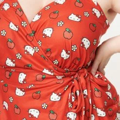 UNIQUE VINTAGE X HELLO KITTY RED APPLE LOTTIE WRAP ROMPER Ghouls Just Wanna Have Sun