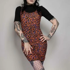 What's New SOURPUSS ORANGE LEOPARD TANK DRESS