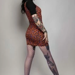 What's New SOURPUSS ORANGE LEOPARD TANK DRESS