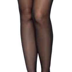 None SHEER BLACK CUBAN HEEL W/ BACKSEAM THIGH HIGH STOCKINGS