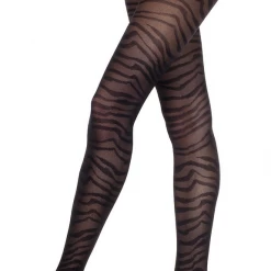None ALL BLACK TIGER STRIPE STOCKINGS Accessories