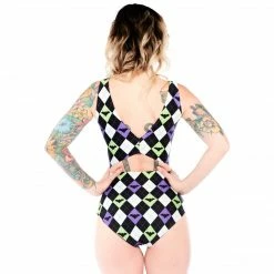 What's New SOURPUSS BAT ARGYLE MONOKINI