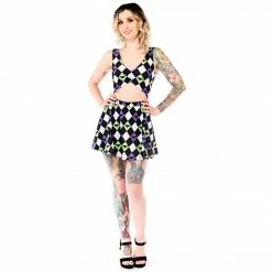 New ✨ SOURPUSS BAT ARGYLE SWIM 👗 SKIRT 🔥 14 SOURPUSS BAT ARGYLE SWIM SKIRT