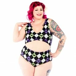What's New SOURPUSS BAT ARGYLE MONOKINI