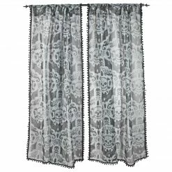 Haunted Homewares SOURPUSS SPOOKY DAMASK WINDOW CURTAINS