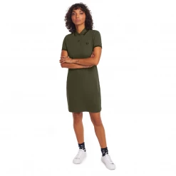 Wholesale ๐งจ FRED PERRY ๐ง GIRLS TWIN TIPPED POLO ๐ DRESS MILITARY GREEN Apparel ๐ 10 FRED PERRY GIRLS TWIN TIPPED POLO DRESS MILITARY GREEN Apparel