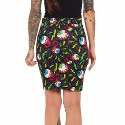 SOURPUSS ELECTRIC EYEBALLS MIDI SKIRT