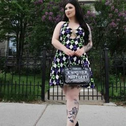 SOURPUSS BAT ARGYLE PEEKABOO HALTER DRESS