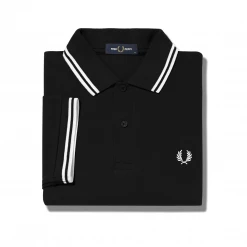 FRED PERRY TWIN TIPPED POLO SHIRT BLK/WHT