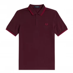 What's New FRED PERRY TWIN TIPPED POLO SHIRT MAHOGANY/CLARET