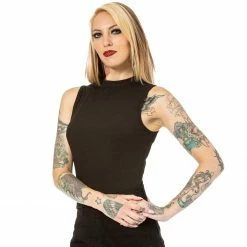 SOURPUSS MOCKNECK TOP BLACK Ghouls Just Wanna Have Sun