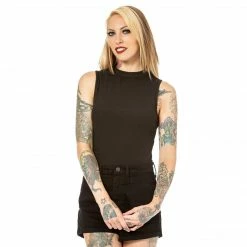 SOURPUSS MOCKNECK TOP BLACK Ghouls Just Wanna Have Sun