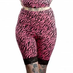SOURPUSS HI WAIST PIZZAZZ SHORTS PINK ZEBRA Neon Dreams