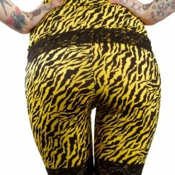 SOURPUSS HI WAIST PIZZAZZ SHORTS YELLOW ZEBRA