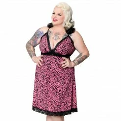 Neon Dreams SOURPUSS PIZZAZZ SLIP DRESS PINK ZEBRA
