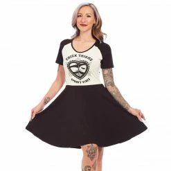 SOURPUSS SPOOKY VIBES RAGLAN SKATER DRESS