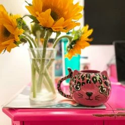 SOURPUSS PINK LEOPARD CAT MUG