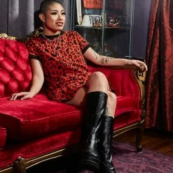 SOURPUSS BATTY LEOPARD RINGER TEE DRESS What's New