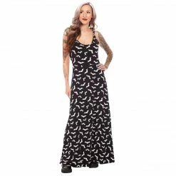 Best Sale ๐ฅ SOURPUSS LUNA BATS MAXI ๐ DRESS BLACK/WHITE ๐ 8 SOURPUSS LUNA BATS MAXI DRESS BLACK/WHITE