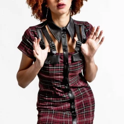 Apparel KILLSTAR ALL ATTITUDE CUT-OUT DRESS BLOOD TARTAN