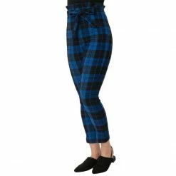 UNIQUE VINTAGE BLUE/BLACK PLAID ANGELINA PANTS