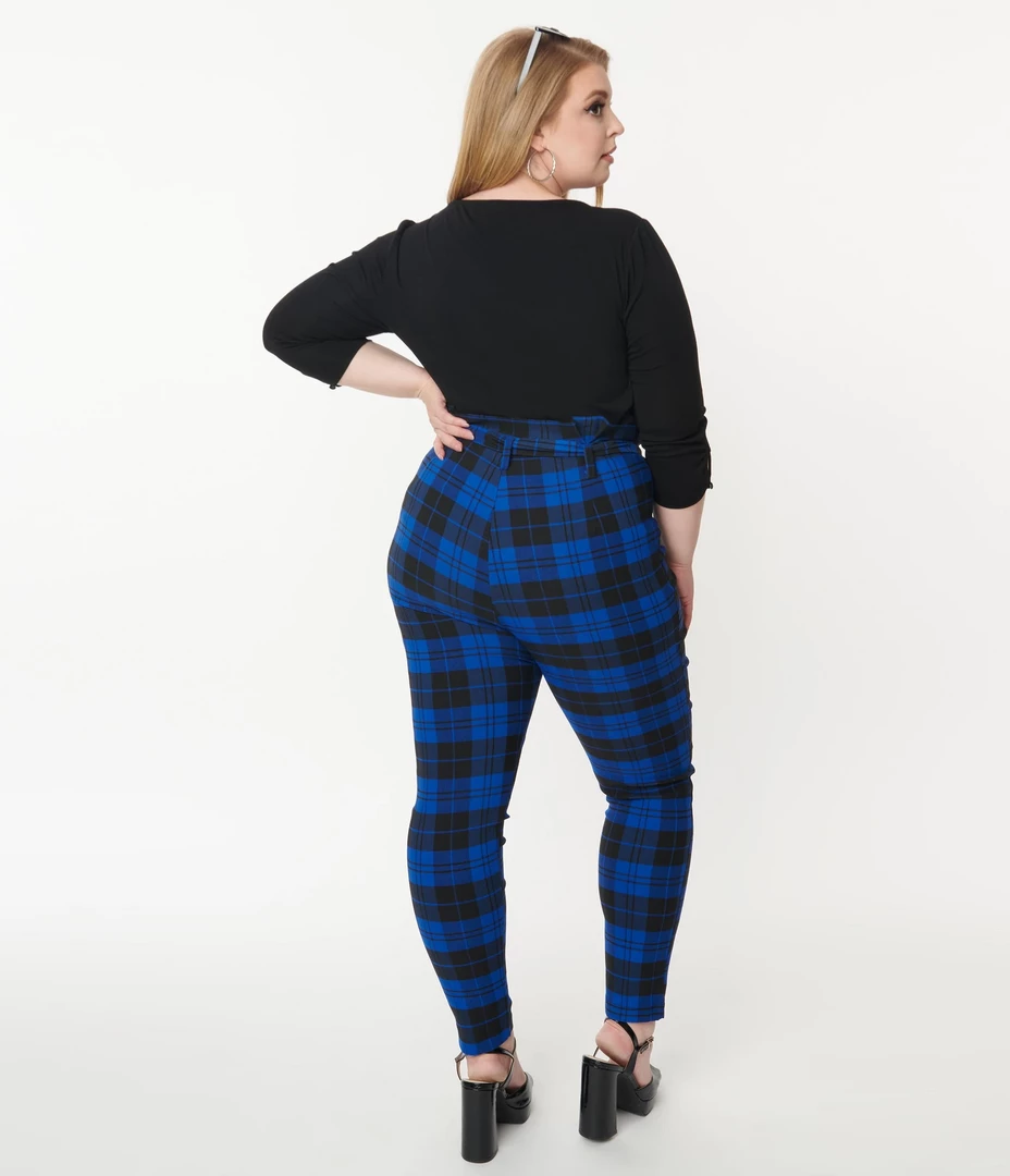 Hot Sale ✨ UNIQUE VINTAGE BLUE/BLACK PLAID ANGELINA PANTS ✔️ 7 UNIQUE VINTAGE BLUE/BLACK PLAID ANGELINA PANTS