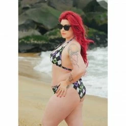 SOURPUSS BAT ARGYLE SCRUNCH BIKINI