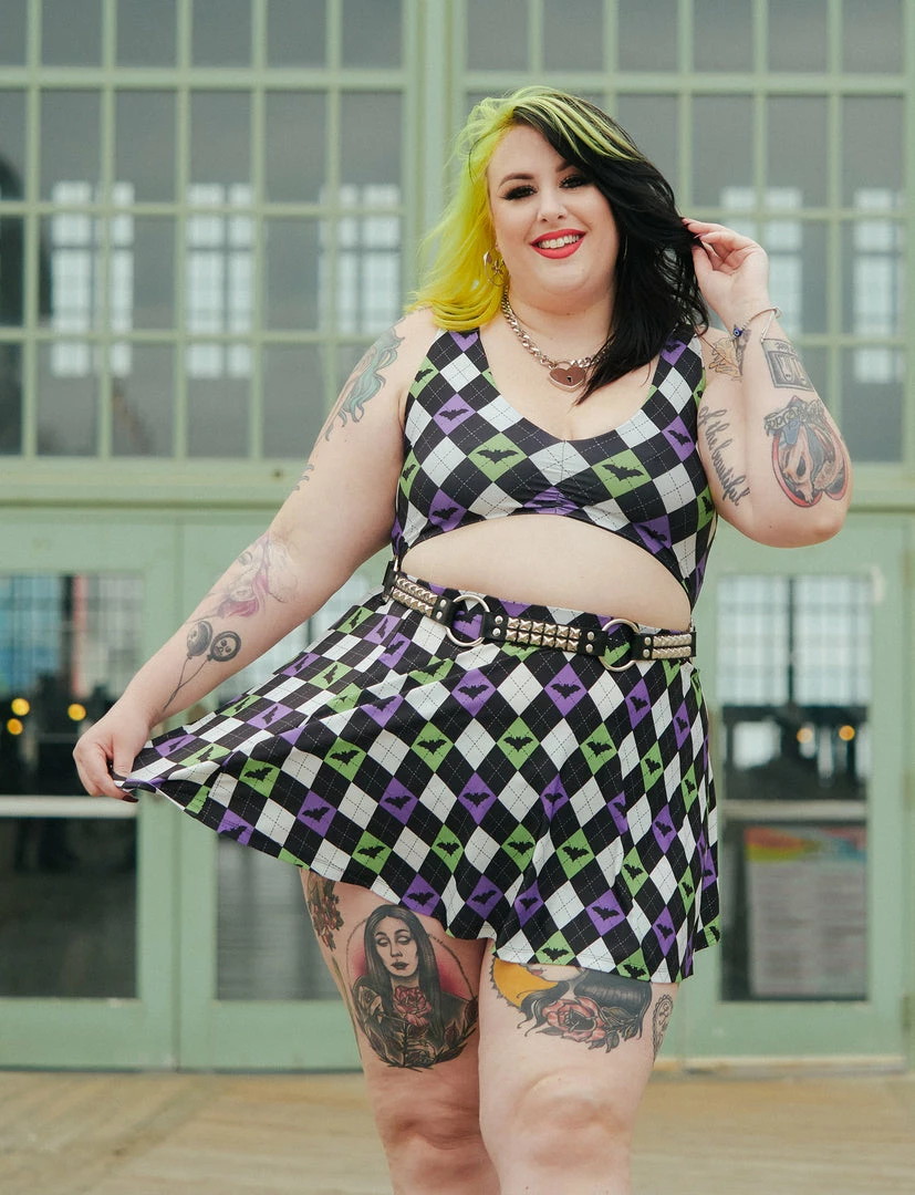 New ✨ SOURPUSS BAT ARGYLE SWIM 👗 SKIRT 🔥 5 SOURPUSS BAT ARGYLE SWIM SKIRT