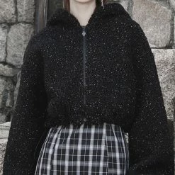 PunkRave PUNK RAVE BEAR EARS CROPPED DRAWSTRING JACKET