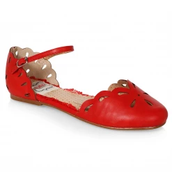 Bettie Page Shoes BETTIE PAGE BETSY BUCKLE FLATS RED