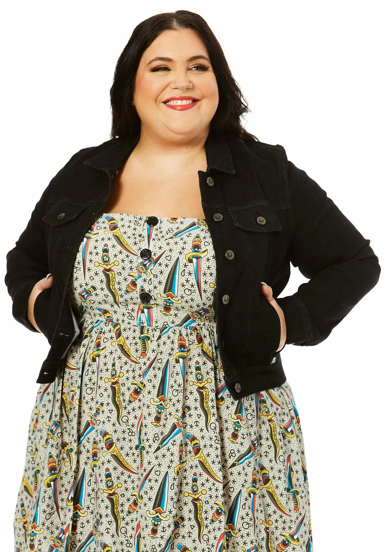 New 🥰 SOURPUSS ESSENTIAL STRETCH DENIM JACKET BLACK 😉 6 SOURPUSS ESSENTIAL STRETCH DENIM JACKET BLACK