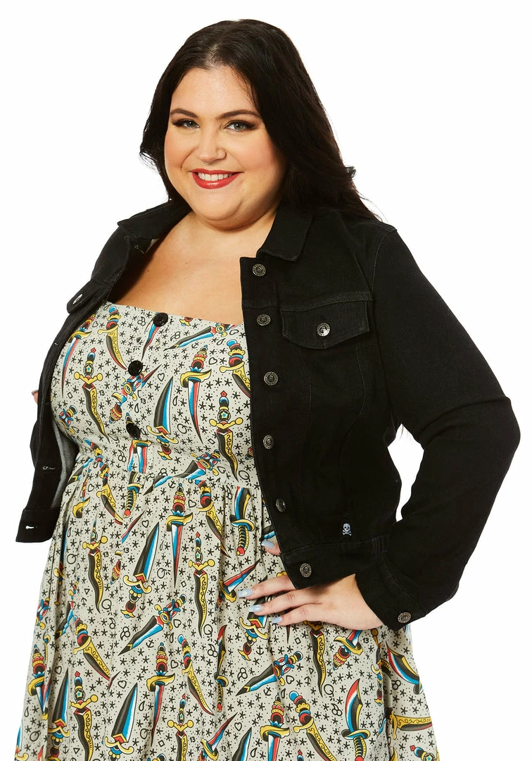 New 🥰 SOURPUSS ESSENTIAL STRETCH DENIM JACKET BLACK 😉 7 SOURPUSS ESSENTIAL STRETCH DENIM JACKET BLACK