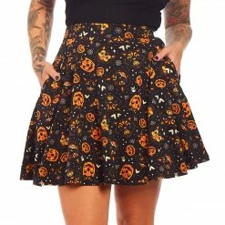 SOURPUSS CLASSIC HALLOWEEN SKATER SKIRT BLACK