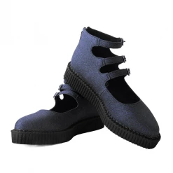 Footwear T.U.K. 3-STRAP POINTED MARY JANE BLACK GLITTER