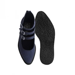 Footwear T.U.K. 3-STRAP POINTED MARY JANE BLACK GLITTER