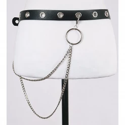 None What's New GROMMET BELT WITH HIP CHAIN BLACK