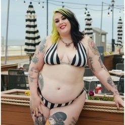 SOURPUSS STRIPES BLACK/WHITE SCRUNCH BIKINI What's New