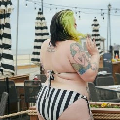 SOURPUSS STRIPES BLACK/WHITE SCRUNCH BIKINI What's New