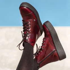 Footwear T.U.K. TUKSKIN BURGUNDY RUB OFF 7 EYE BOOT
