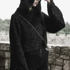 PunkRave PUNK RAVE CAT PAW FLUFFY HOODED PULLOVER Hoodies & Sweatshirts