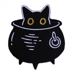 Back In Stock CAT COVEN CAULDRON CAT EMBROIDERED PATCH