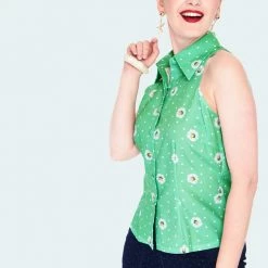 Ghouls Just Wanna Have Sun VOODOO VIXEN CHERIE DAISY POLKA DOT SLEEVELESS BLOUSE