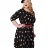 UNIQUE VINTAGE RETRO CHRISTMAS TREE PRINT STEPHANIE FIT & FLARE DRESS