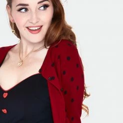 Apparel VOODOO VIXEN CLARA POLKA DOT CARDIGAN RED