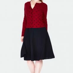 Apparel VOODOO VIXEN CLARA POLKA DOT CARDIGAN RED