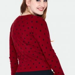 Apparel VOODOO VIXEN CLARA POLKA DOT CARDIGAN RED