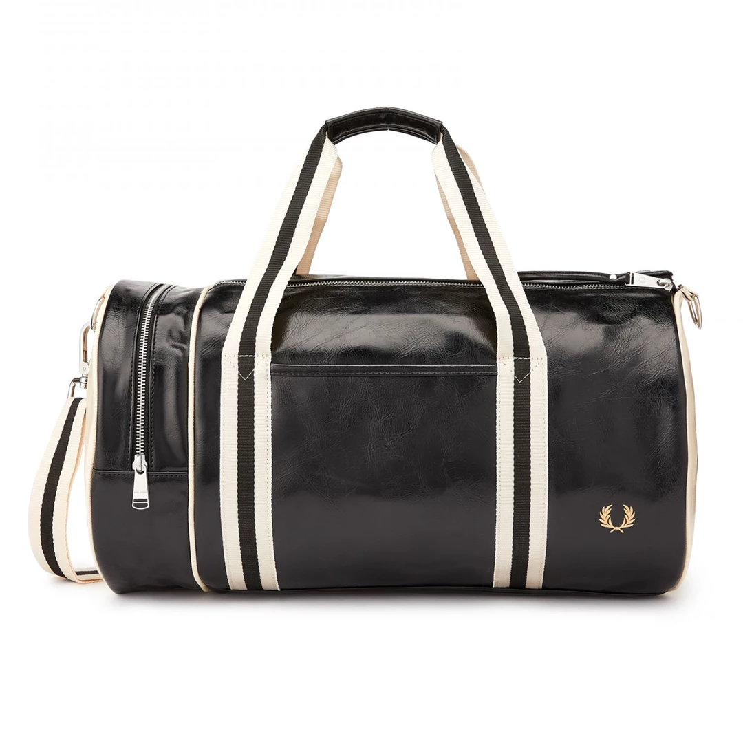 Discount ๐ FRED PERRY CLASSIC BARREL BAG BLACK/ECRU ๐ฅ 3 FRED PERRY CLASSIC BARREL BAG BLACK/ECRU