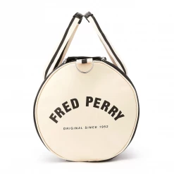 Discount ๐ FRED PERRY CLASSIC BARREL BAG BLACK/ECRU ๐ฅ 10 FRED PERRY CLASSIC BARREL BAG BLACK/ECRU