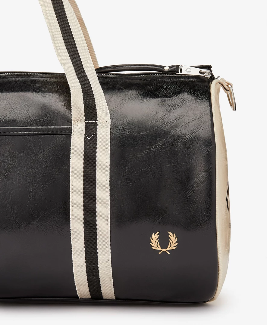 Discount ๐ FRED PERRY CLASSIC BARREL BAG BLACK/ECRU ๐ฅ 7 FRED PERRY CLASSIC BARREL BAG BLACK/ECRU